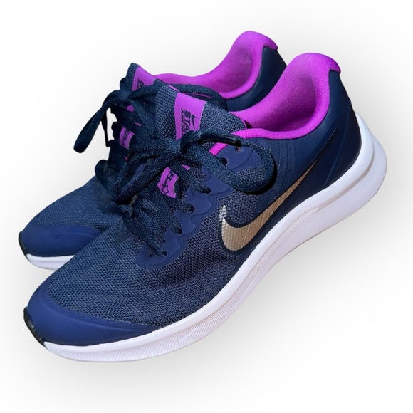 Nike Star Runner 3 "Midnight Navy/Metallic Silver" Running Sneaker - Picture 6 of 9